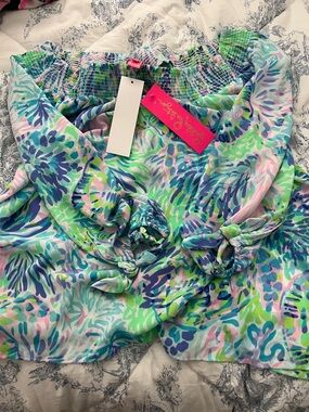 Lilly Pulitzer Multi-Color Floral Tie-Waist Skort - Blue Green Pink